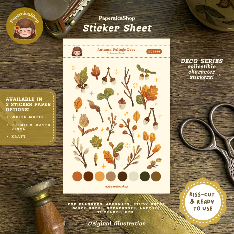 Cute Autumn Foliage Planner Decorative Sticker Sheet DCD016