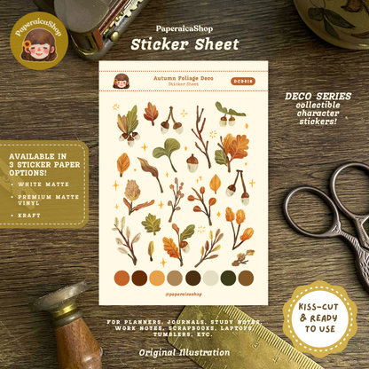 Cute Autumn Foliage Planner Decorative Sticker Sheet DCD016