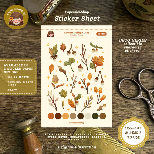 Cute Autumn Foliage Planner Decorative Sticker Sheet DCD016