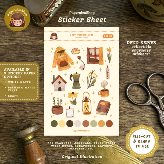 Cute Cozy Autumn Planner Decorative Sticker Sheet DCD017