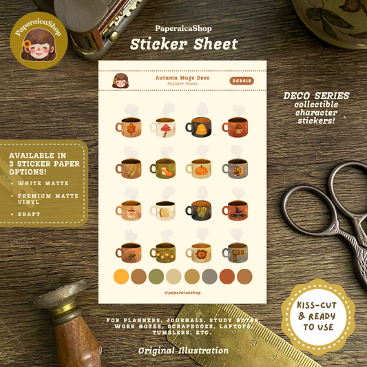 Autumn Mugs Planner Decorative Sticker Sheet DCD018