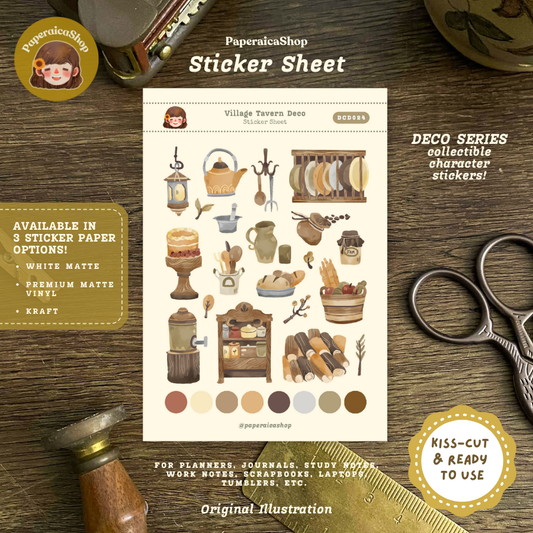 Cute Village Tavern Decorative Sticker Sheet DCD024