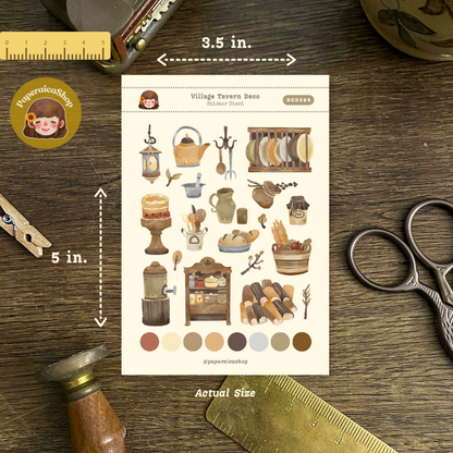 Cute Village Tavern Decorative Sticker Sheet DCD024