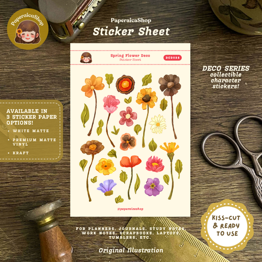 Spring Flowers Decorative Sticker Sheet DCD028