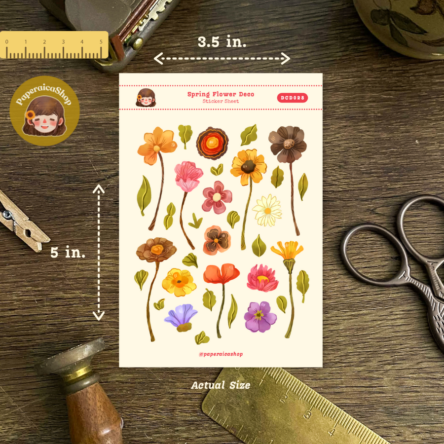 Spring Flowers Decorative Sticker Sheet DCD028