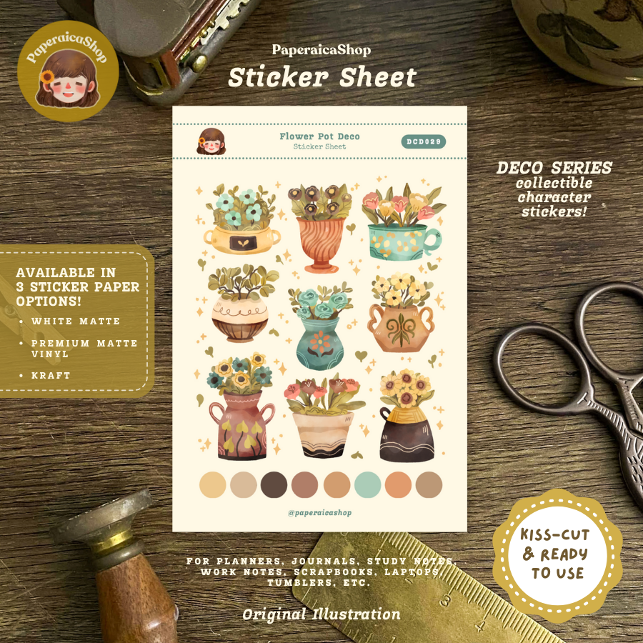 Flower Pots Decorative Sticker Sheet DCD029