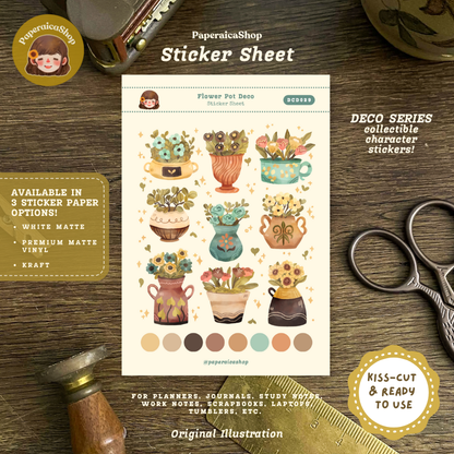 Flower Pots Decorative Sticker Sheet DCD029