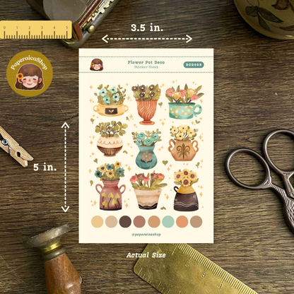 Flower Pots Decorative Sticker Sheet DCD029