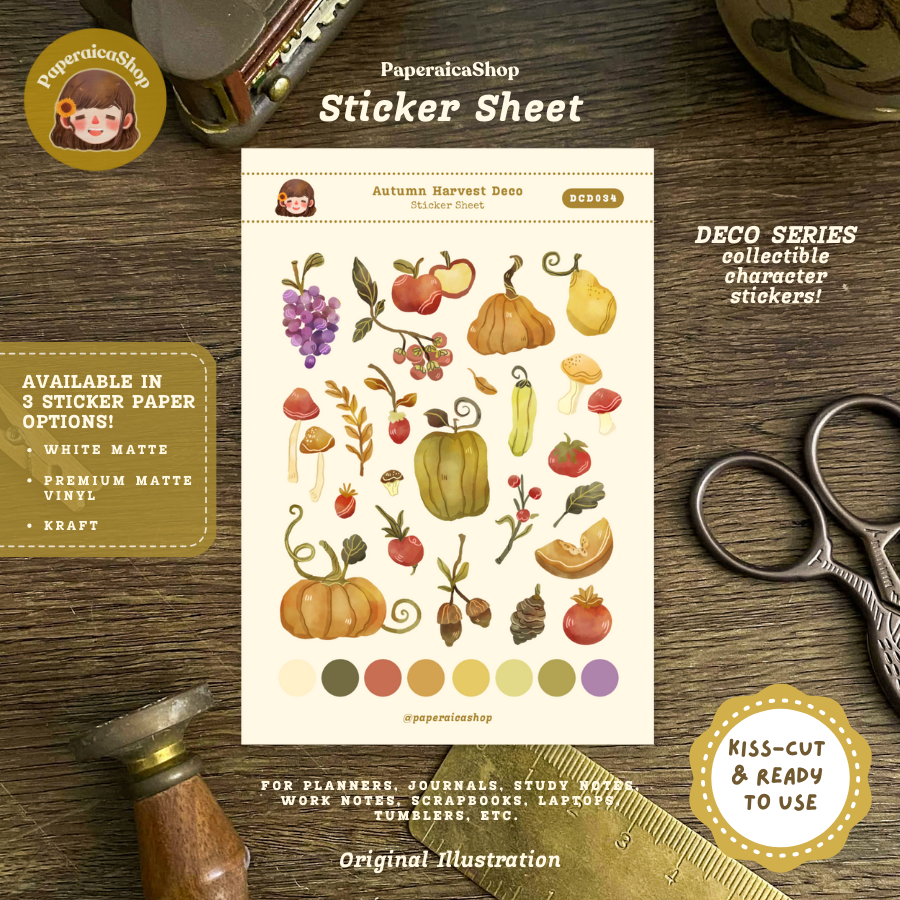 Autumn Harvest Decorative Sticker Sheet DCD034