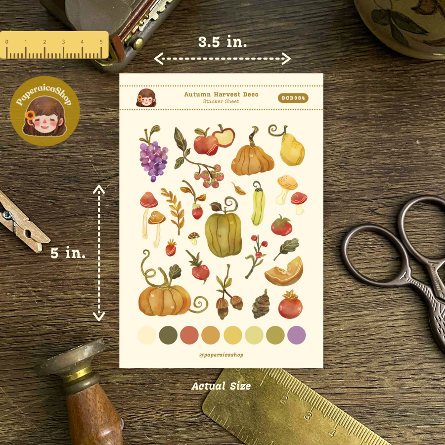 Autumn Harvest Decorative Sticker Sheet DCD034
