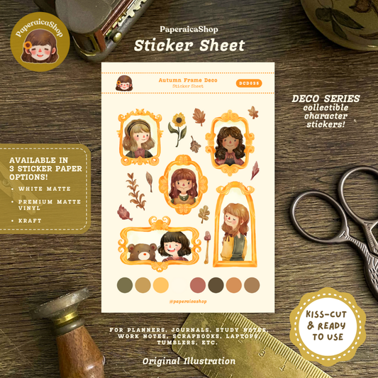 Autumn Frame Girls Decorative Sticker Sheet DCD035