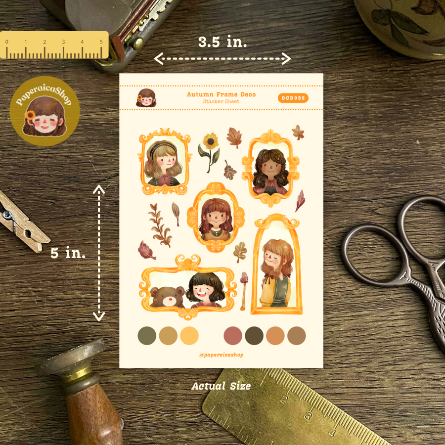 Autumn Frame Girls Decorative Sticker Sheet DCD035