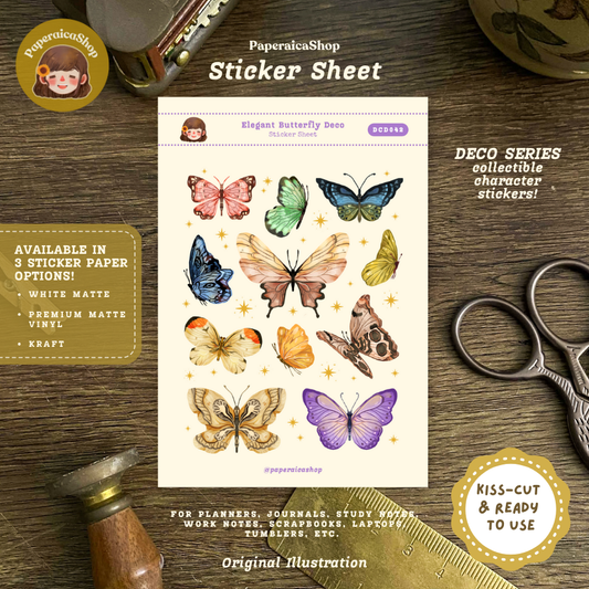 Elegant Butterflies Decorative Sticker Sheet DCD042
