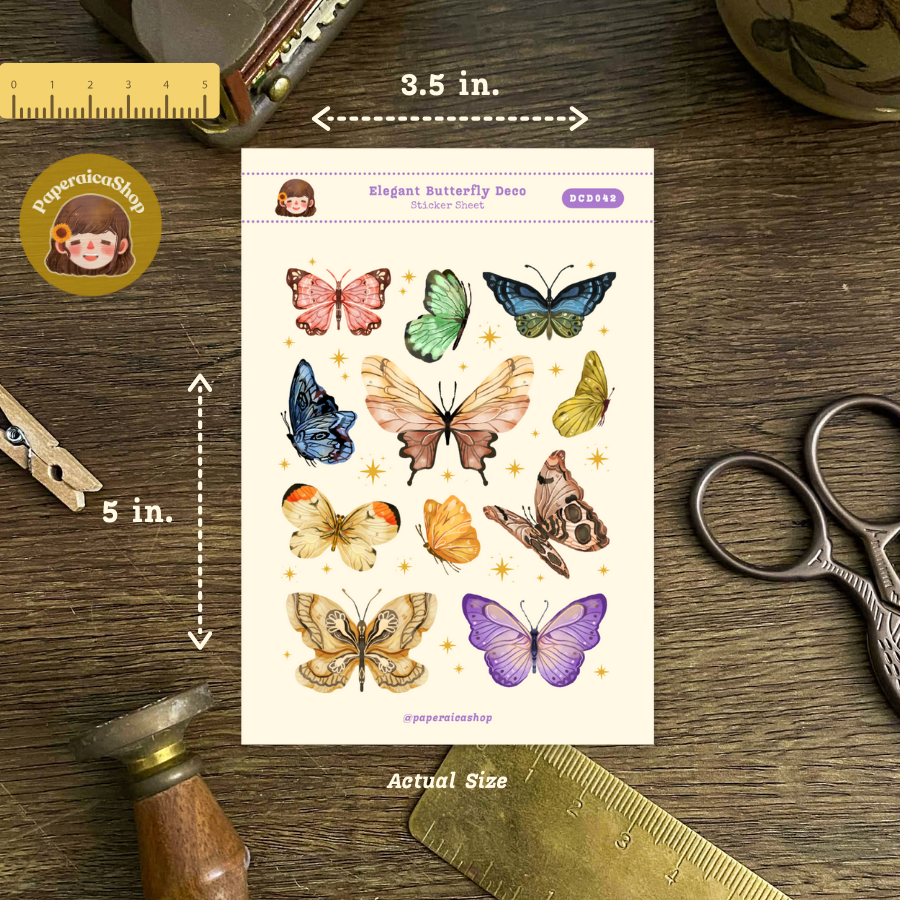 Elegant Butterflies Decorative Sticker Sheet DCD042