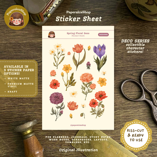 Spring Floral Decorative Sticker Sheet DCD044