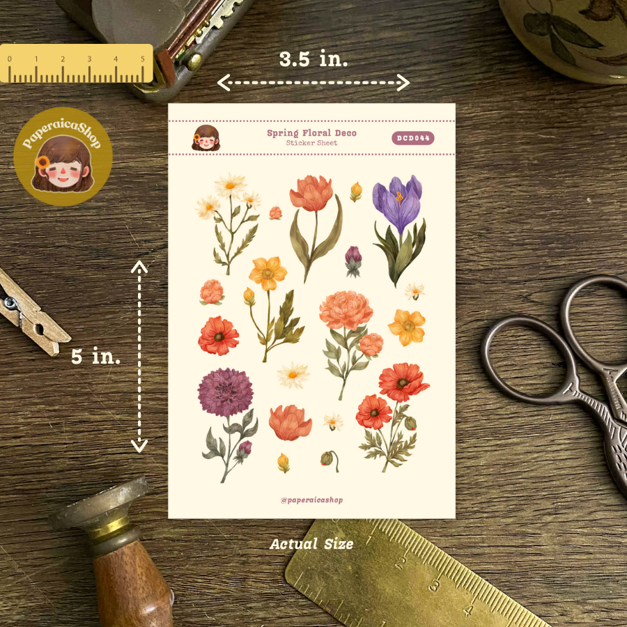Spring Floral Decorative Sticker Sheet DCD044