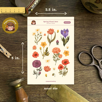 Spring Floral Decorative Sticker Sheet DCD044