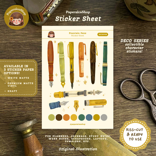 Fountain Pens Decorative Sticker Sheet DCD048