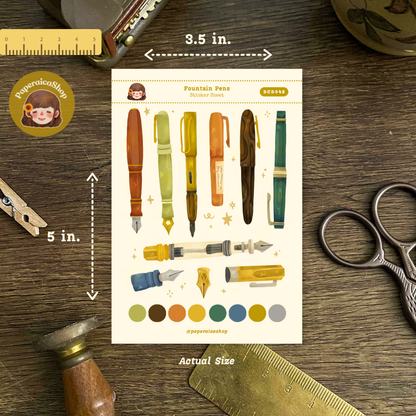 Fountain Pens Decorative Sticker Sheet DCD048