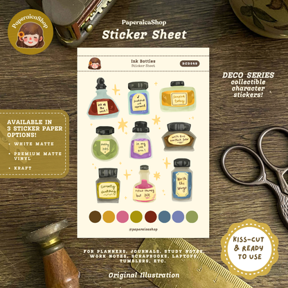 Ink Bottles Decorative Sticker Sheet DCD049