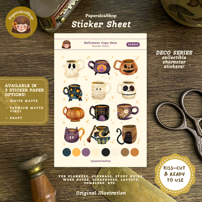 Halloween Cups Decorative Sticker Sheet DCH010