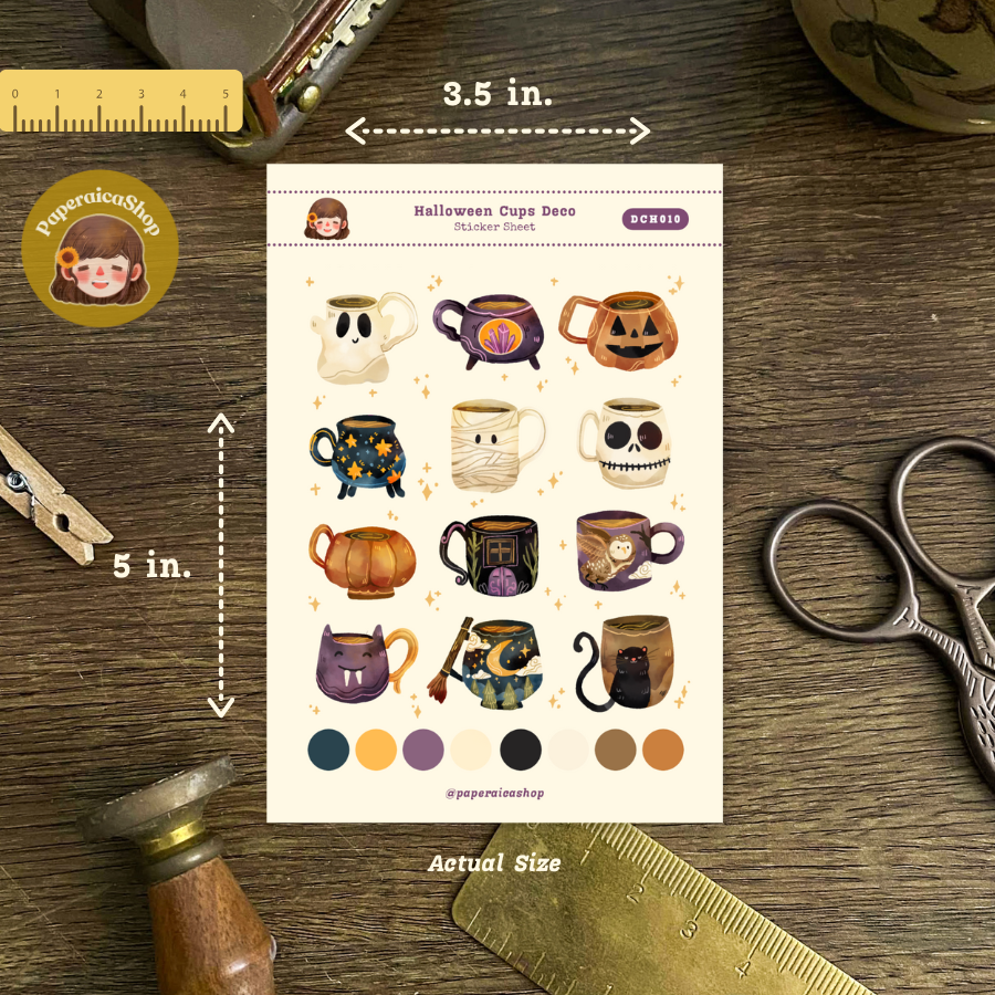 Halloween Cups Decorative Sticker Sheet DCH010