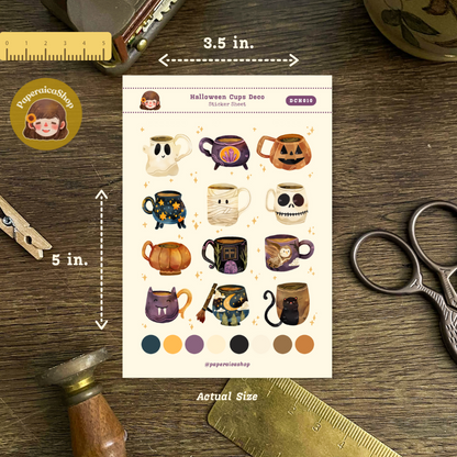 Halloween Cups Decorative Sticker Sheet DCH010