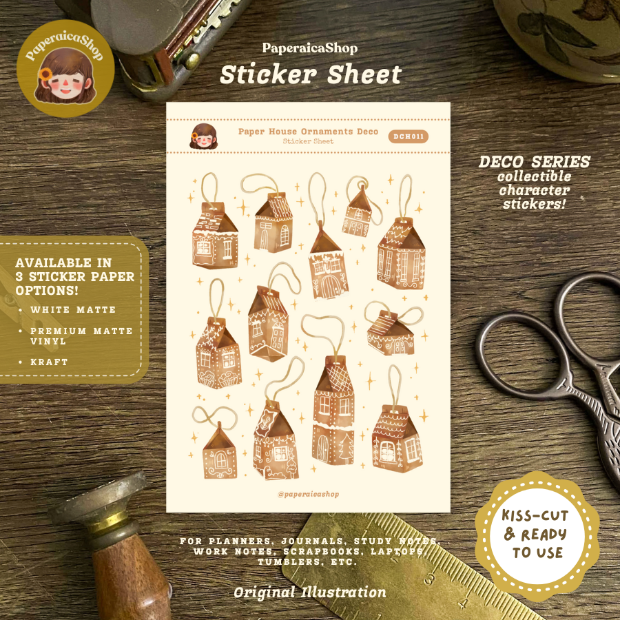 Paper House Ornaments Decorative Sticker Sheet DCH011