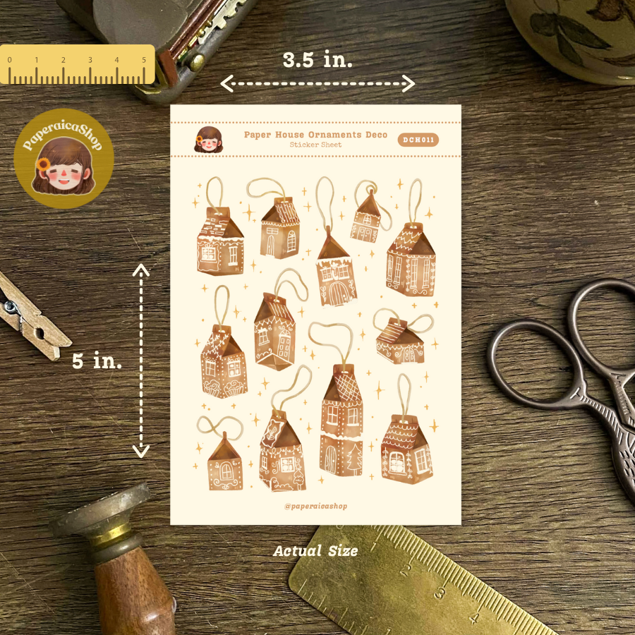 Paper House Ornaments Decorative Sticker Sheet DCH011