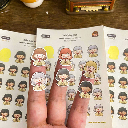 Happy Thoughts Mood Stickers, Happy Girl Stickers, Positive Girl Stickers MS033