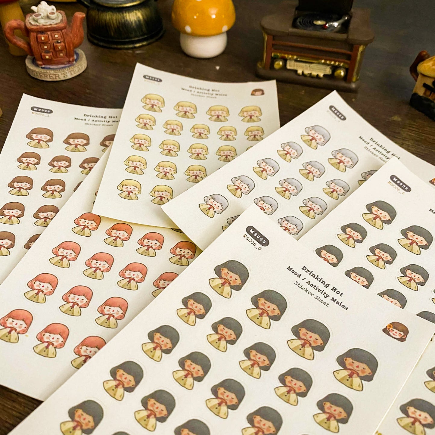 Happy Thoughts Mood Stickers, Happy Girl Stickers, Positive Girl Stickers MS033