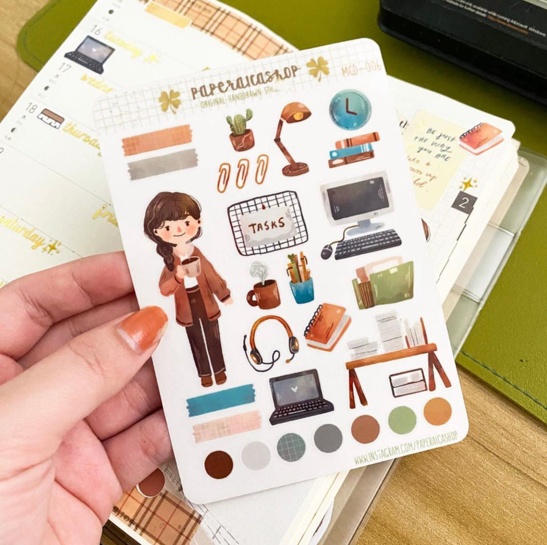 Cute WFH Girl Maica Decorative Sticker Sheet MCD006