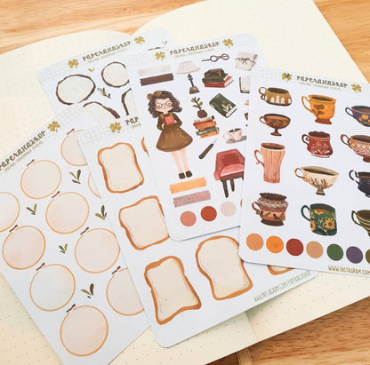 Cute Book Girl Maica Decorative Sticker Sheet MCD005