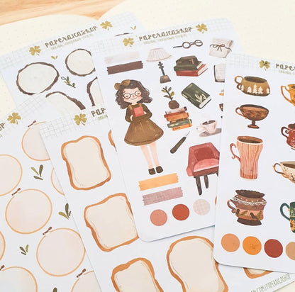 Cute Book Girl Maica Decorative Sticker Sheet MCD005