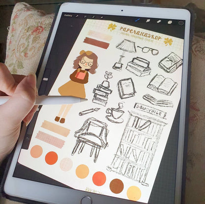 Cute Book Girl Maica Decorative Sticker Sheet MCD005