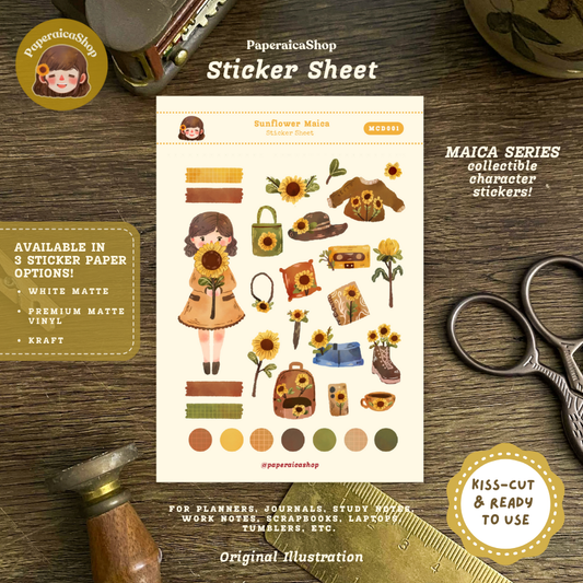 Cute Maica Sunflower Maica Decorative Sticker Sheet MCD001