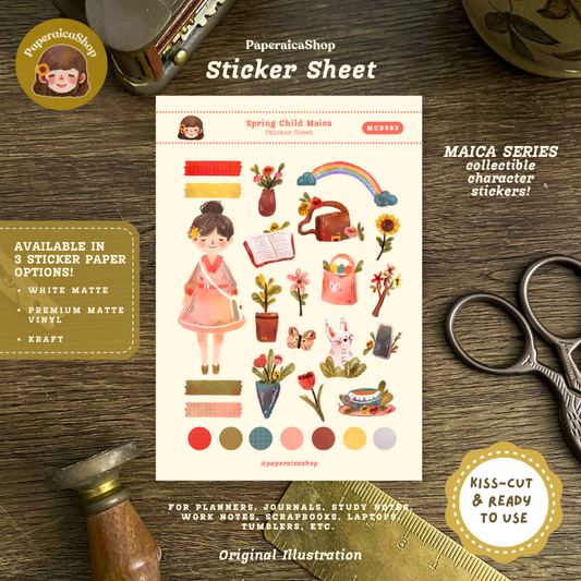 Cute Girl Spring Maica Decorative Sticker Sheet MCD003