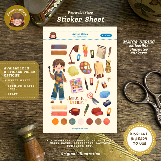 Cute Girl Artist Maica Decorative Sticker Sheet MCD004