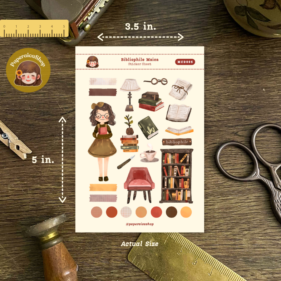 Cute Book Girl Maica Decorative Sticker Sheet MCD005