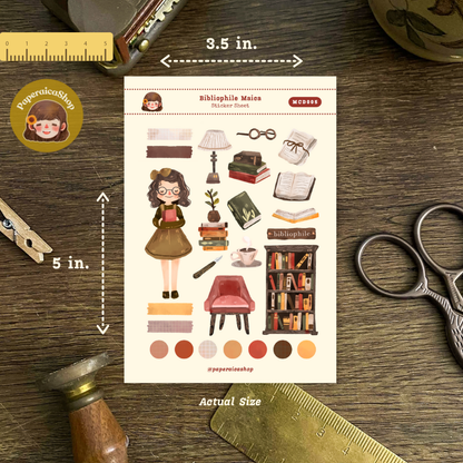 Cute Book Girl Maica Decorative Sticker Sheet MCD005