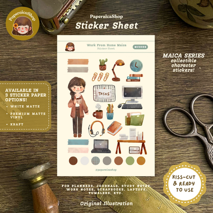 Cute WFH Girl Maica Decorative Sticker Sheet MCD006