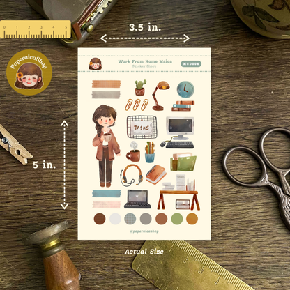 Cute WFH Girl Maica Decorative Sticker Sheet MCD006