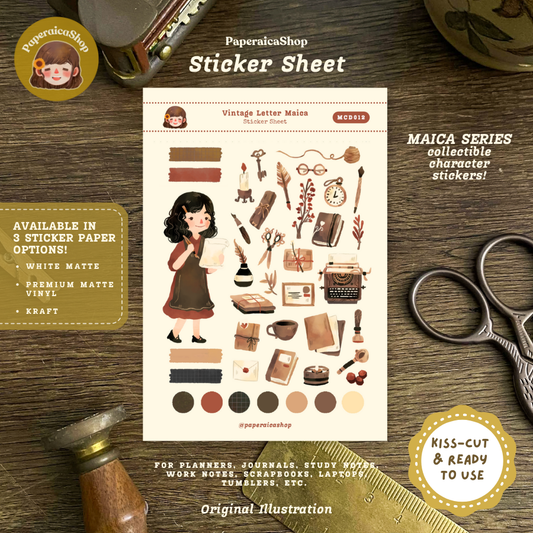 Cute Vintage Letter Maica Decorative Sticker Sheet MCD012
