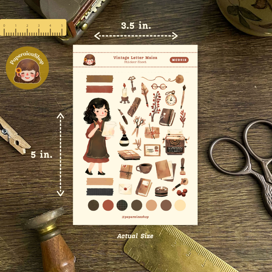 Cute Vintage Letter Maica Decorative Sticker Sheet MCD012