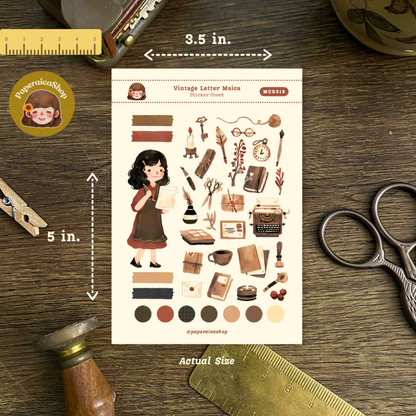 Cute Vintage Letter Maica Decorative Sticker Sheet MCD012