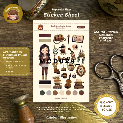 Cute Dark Academia Maica Decorative Sticker Sheet MCD015