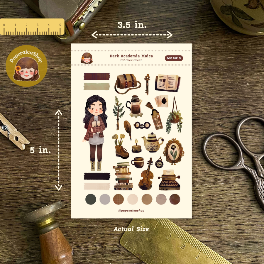 Cute Dark Academia Maica Decorative Sticker Sheet MCD015