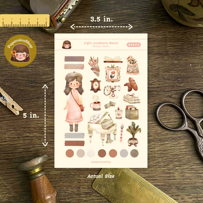 Cute Light Academia Girl Maica Decorative Sticker Sheet MCD016