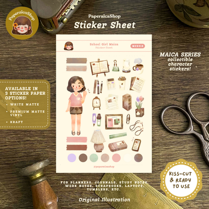 Cute Study Girl Maica Decorative Sticker Sheet MCD018