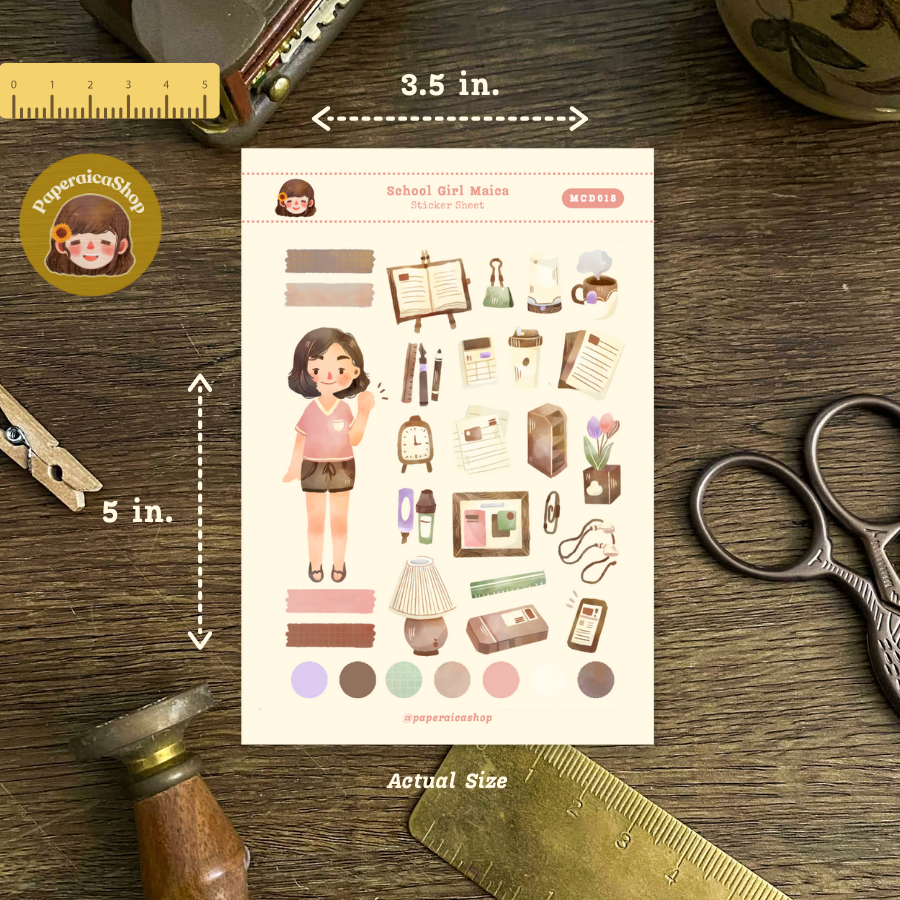 Cute Study Girl Maica Decorative Sticker Sheet MCD018